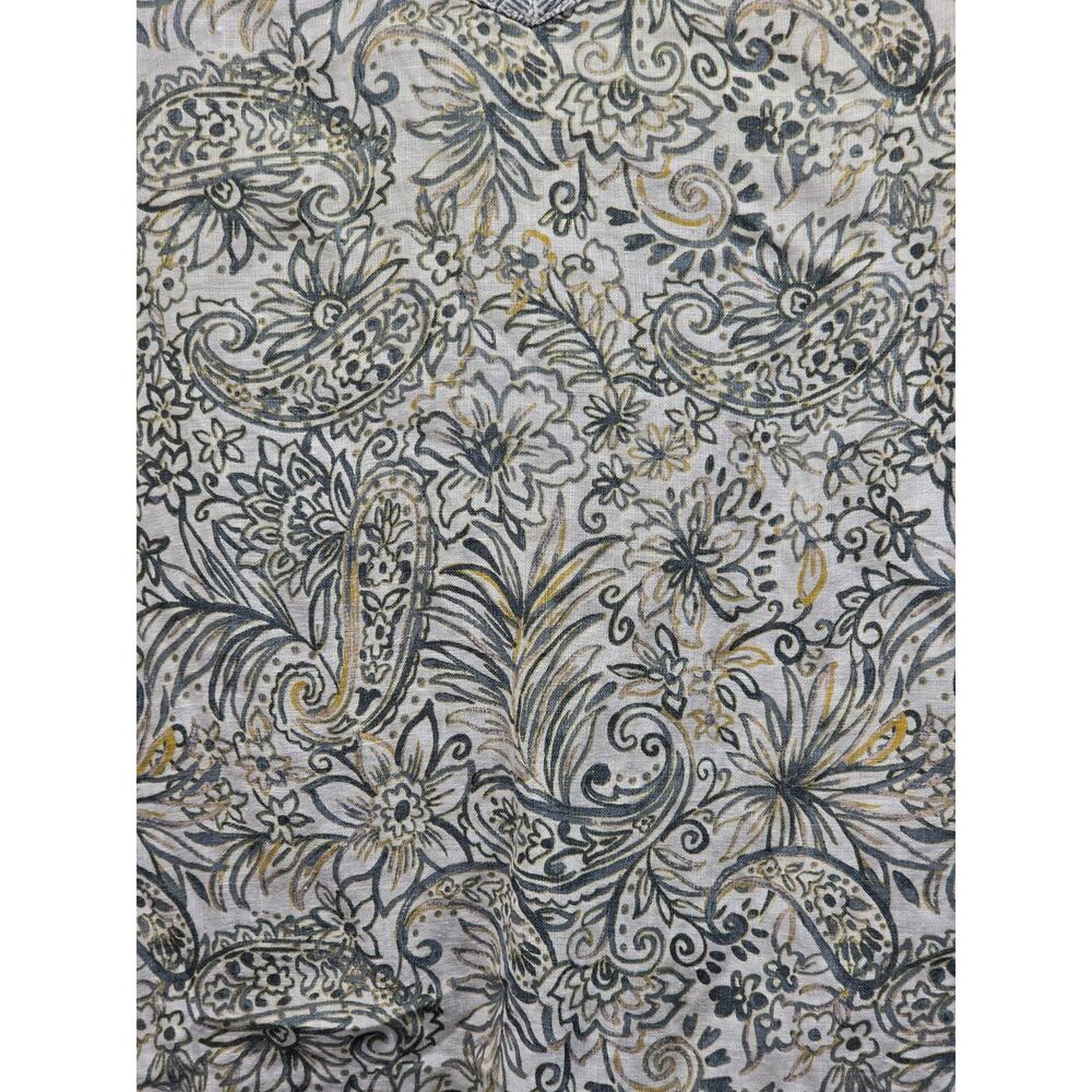 Sigrid Olsen 100% Linen Tunic Top Women's Small Paisley Floral 3/4 Sleeve Boho - Picture 4 of 9